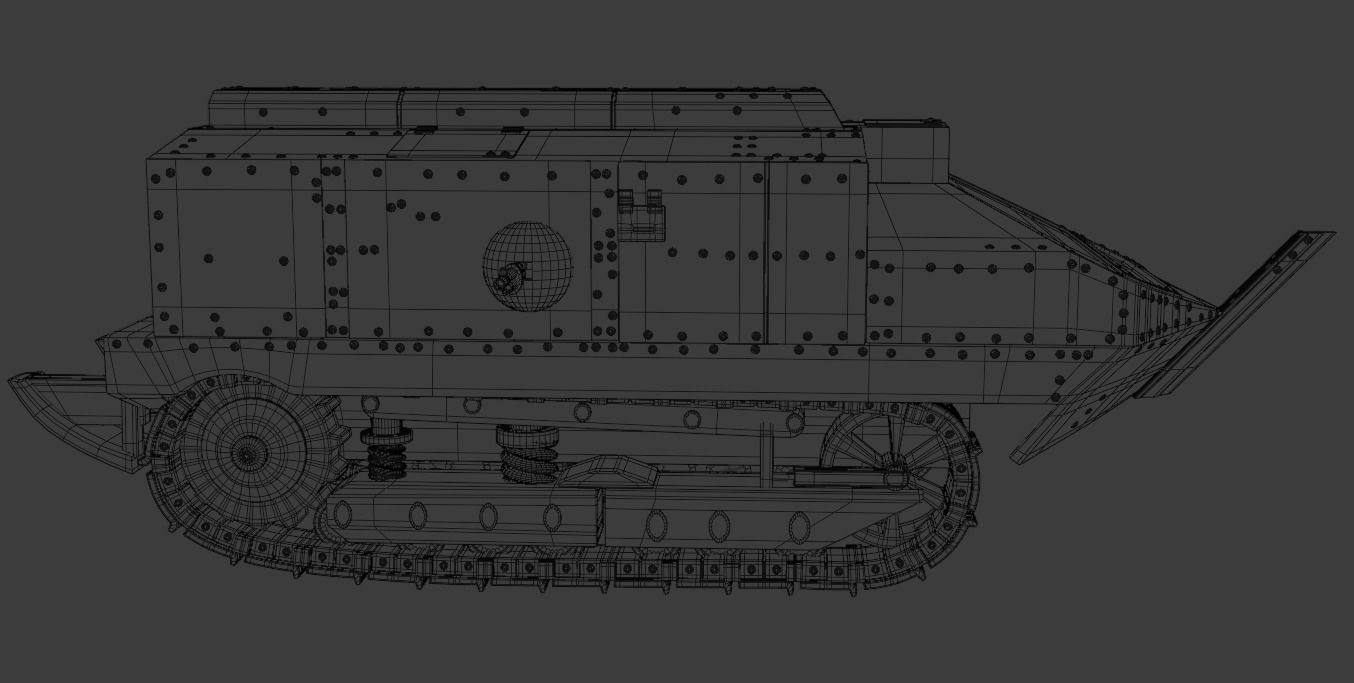 Schneider CA1 WW1 tank 3D print model_9