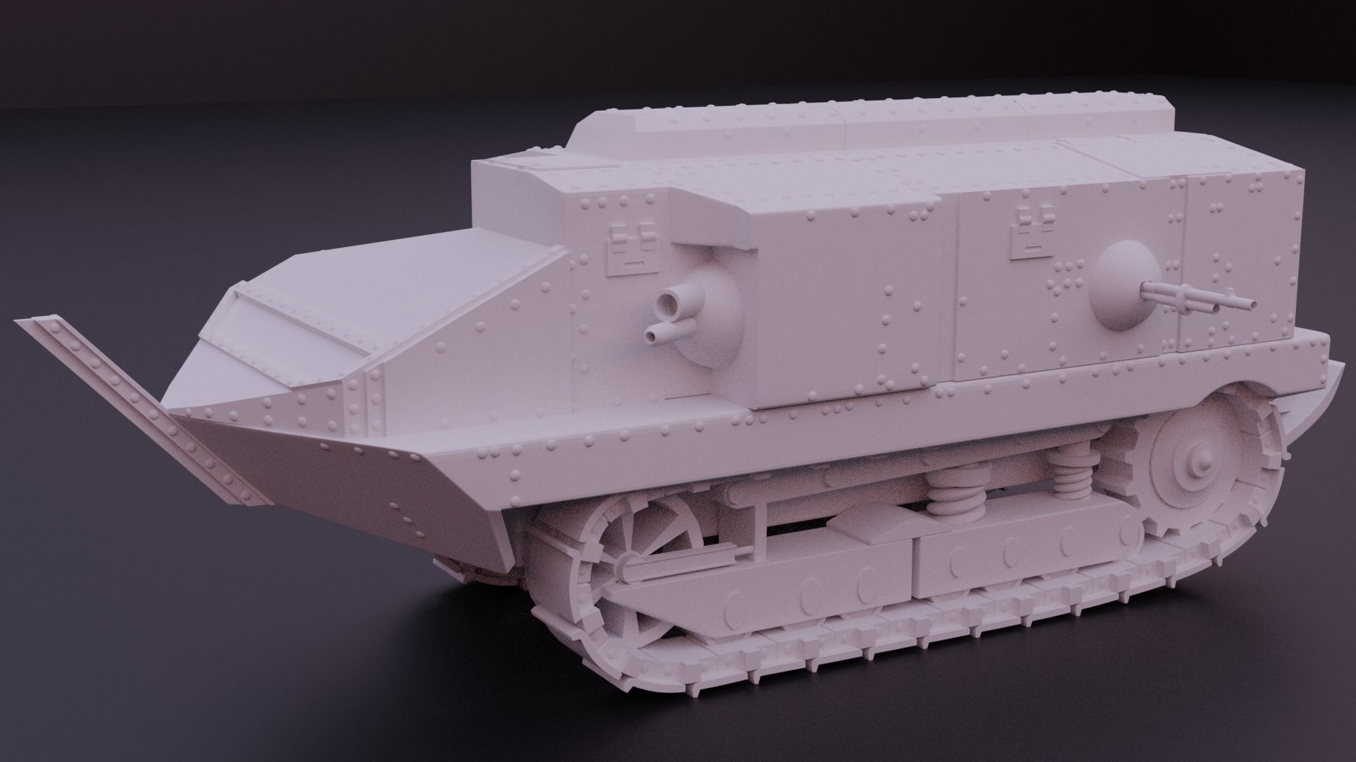 Schneider CA1 WW1 tank 3D print model_1