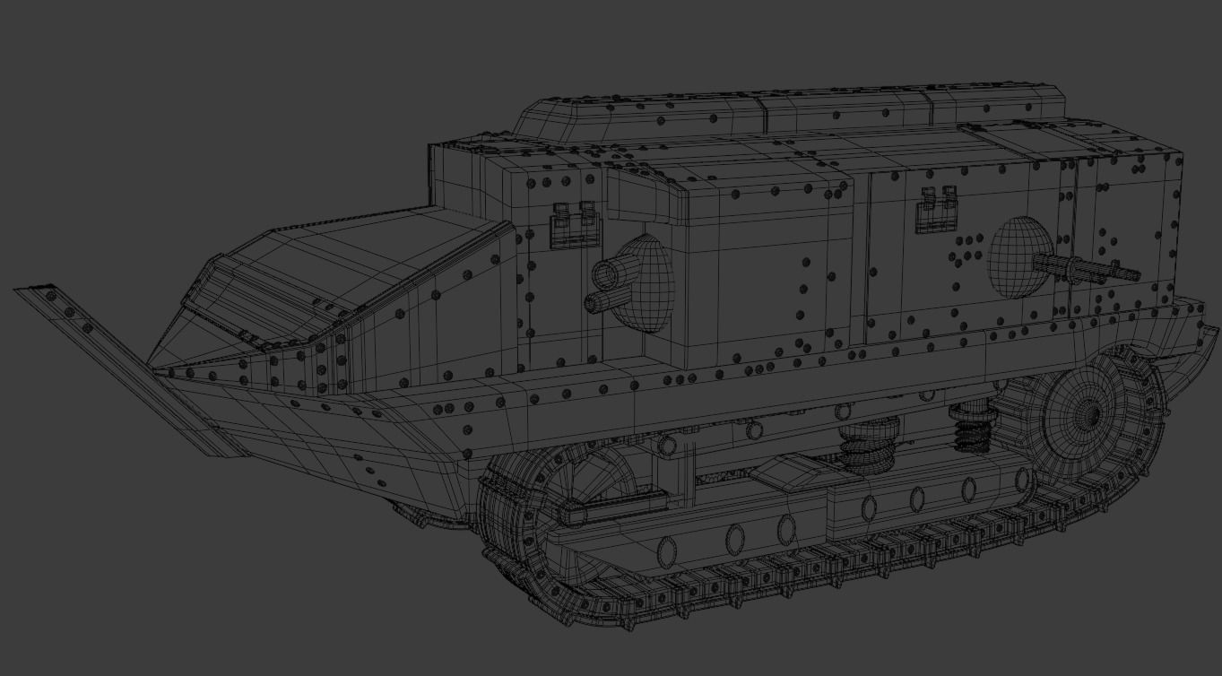 Schneider CA1 WW1 tank 3D print model_8
