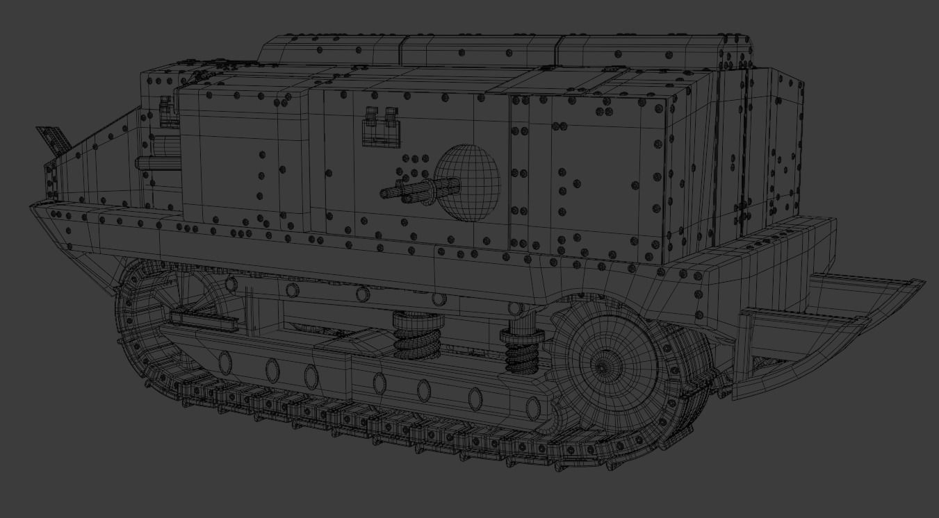 Schneider CA1 WW1 tank 3D print model_12