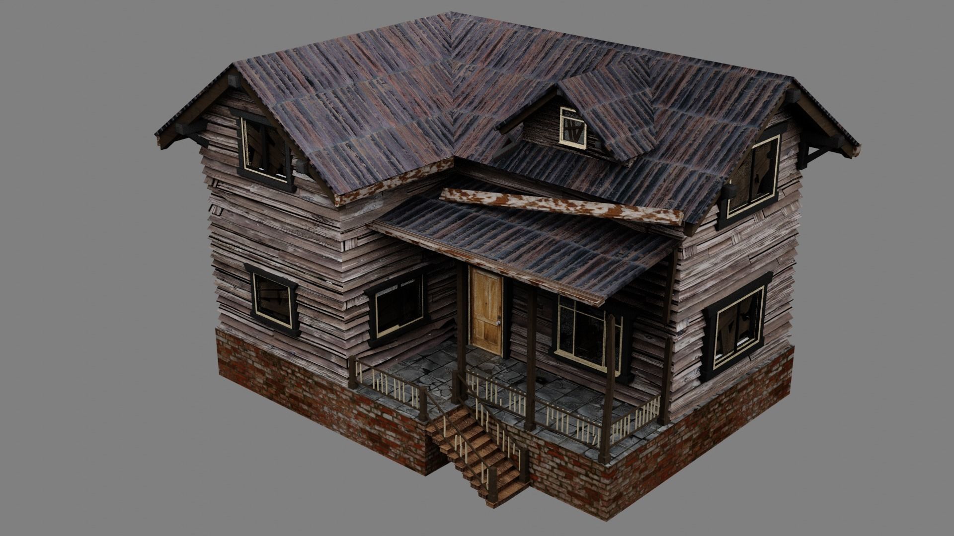 THE OLD HOUSE Free low-poly 3D model_1
