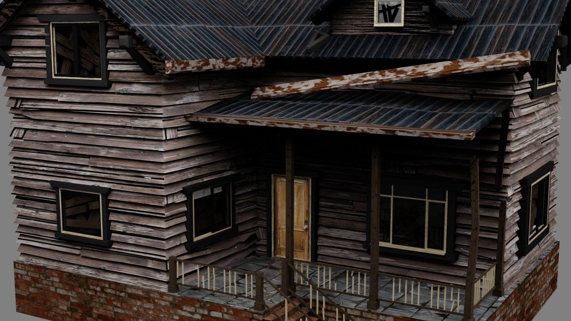 THE OLD HOUSE Free low-poly 3D model_4