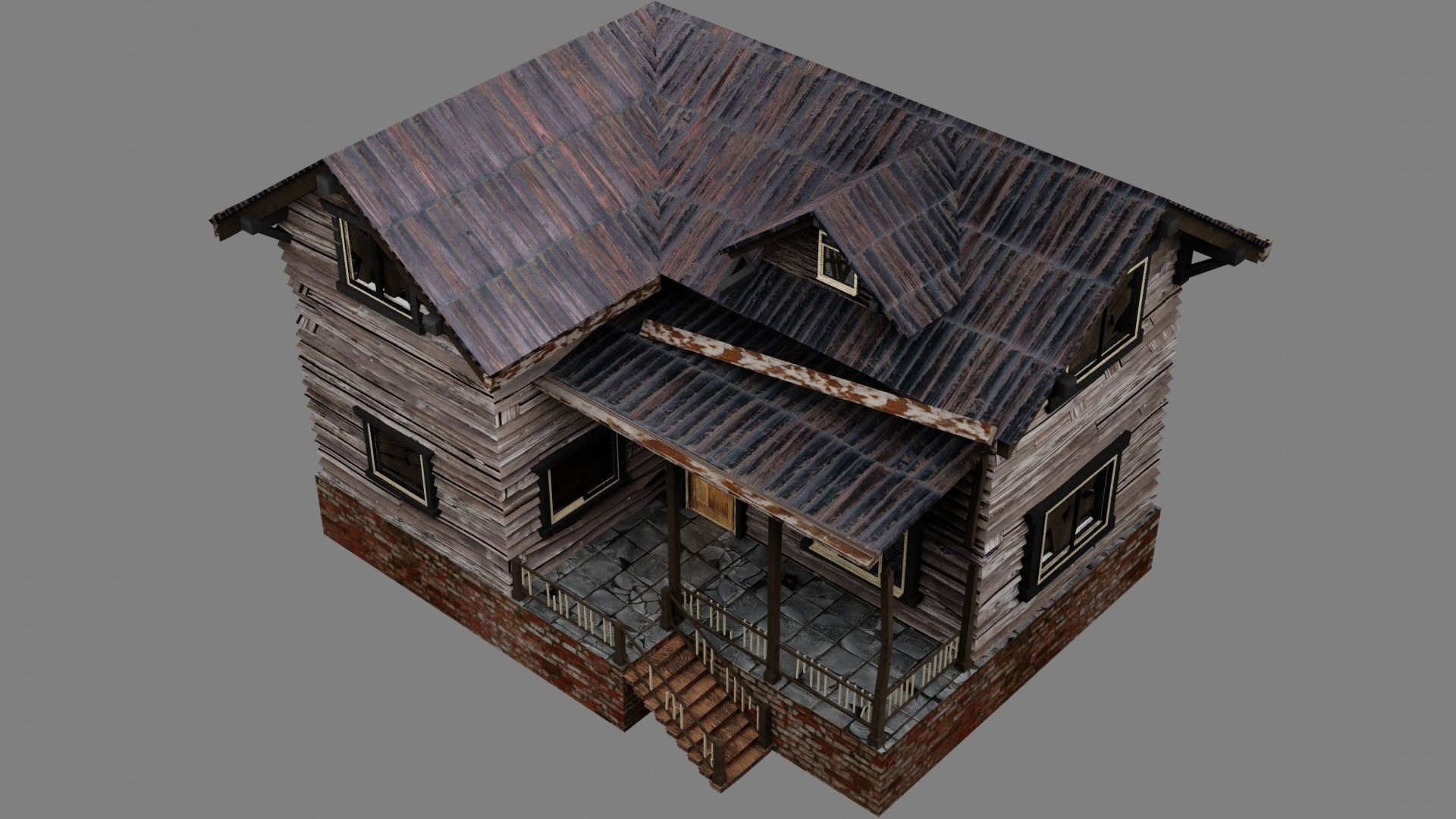 THE OLD HOUSE Free low-poly 3D model_11