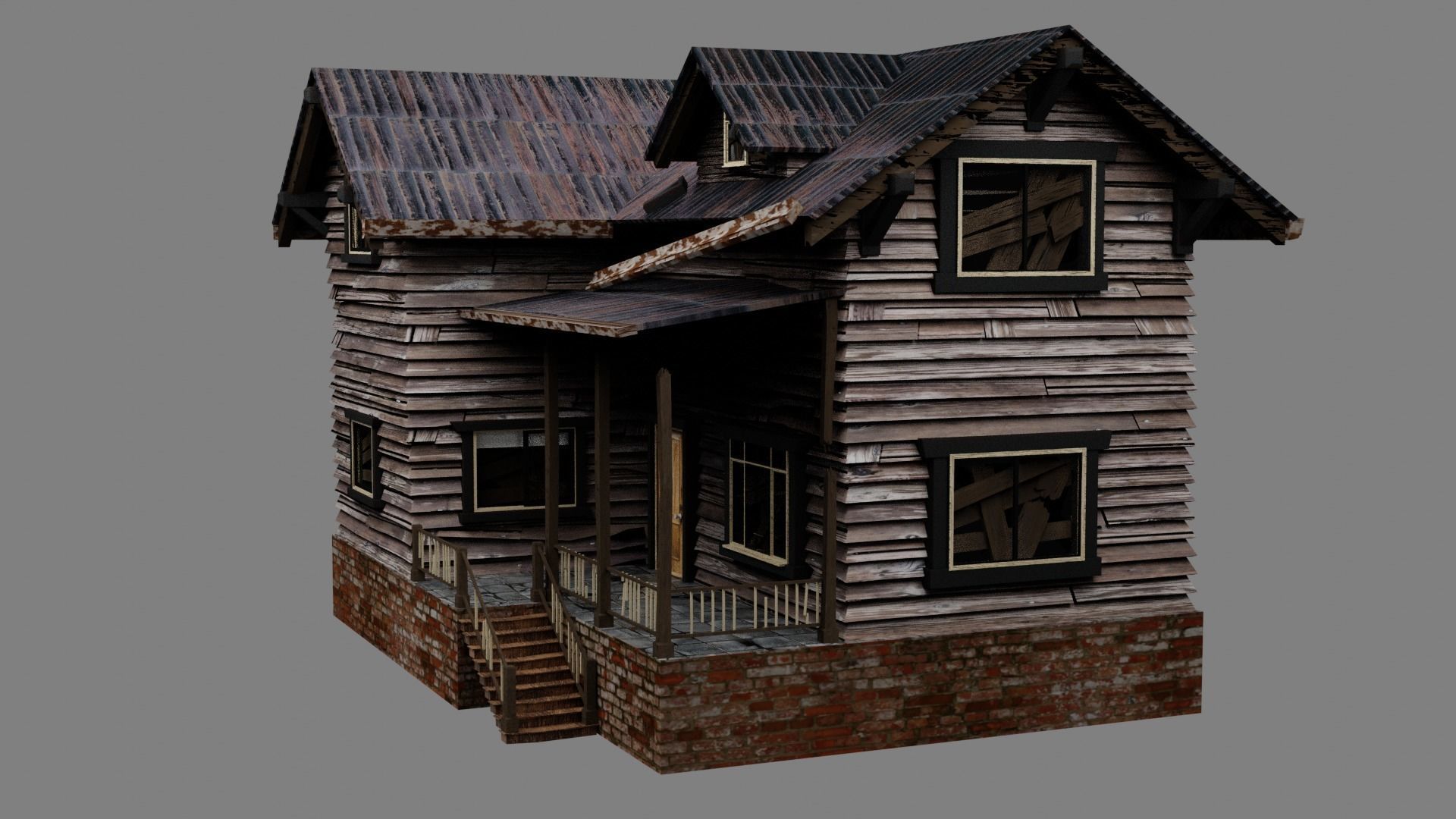 THE OLD HOUSE Free low-poly 3D model_3