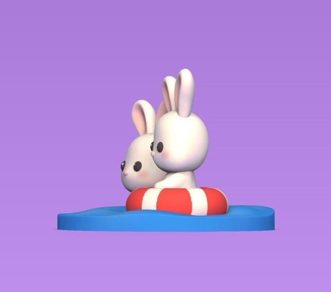 Bunny Swimming 3D print model_1