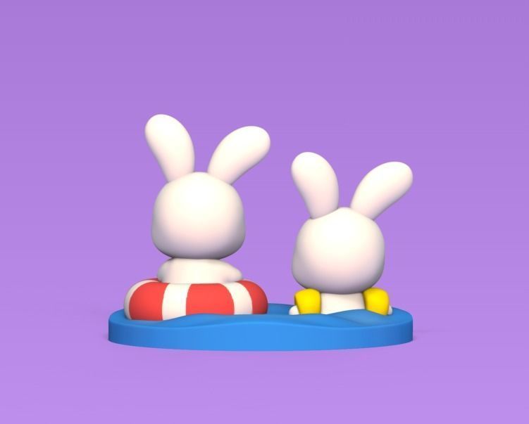 Bunny Swimming 3D print model_3