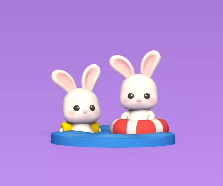 Bunny Swimming 3D print model_0