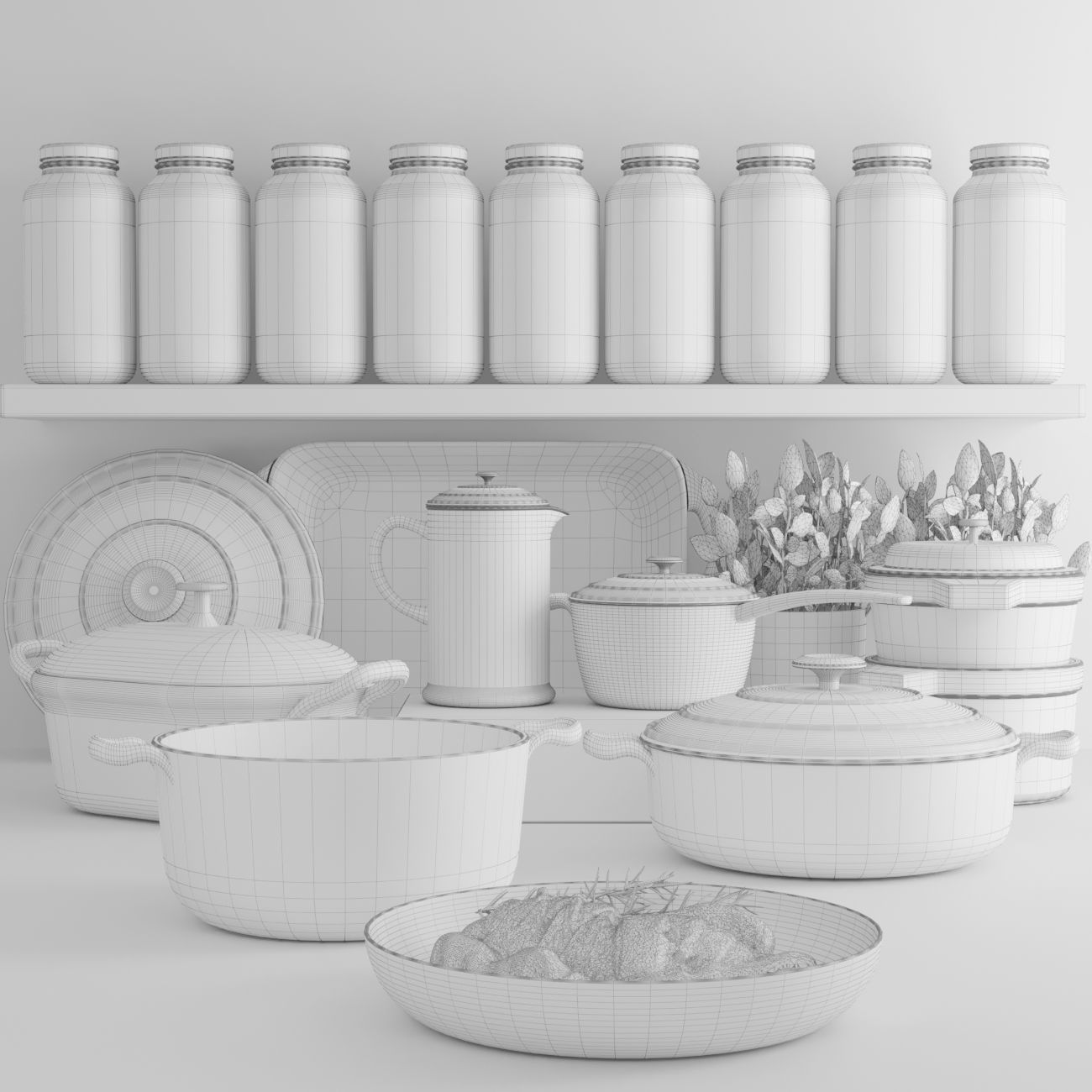 Designer cookware set 3D model_1