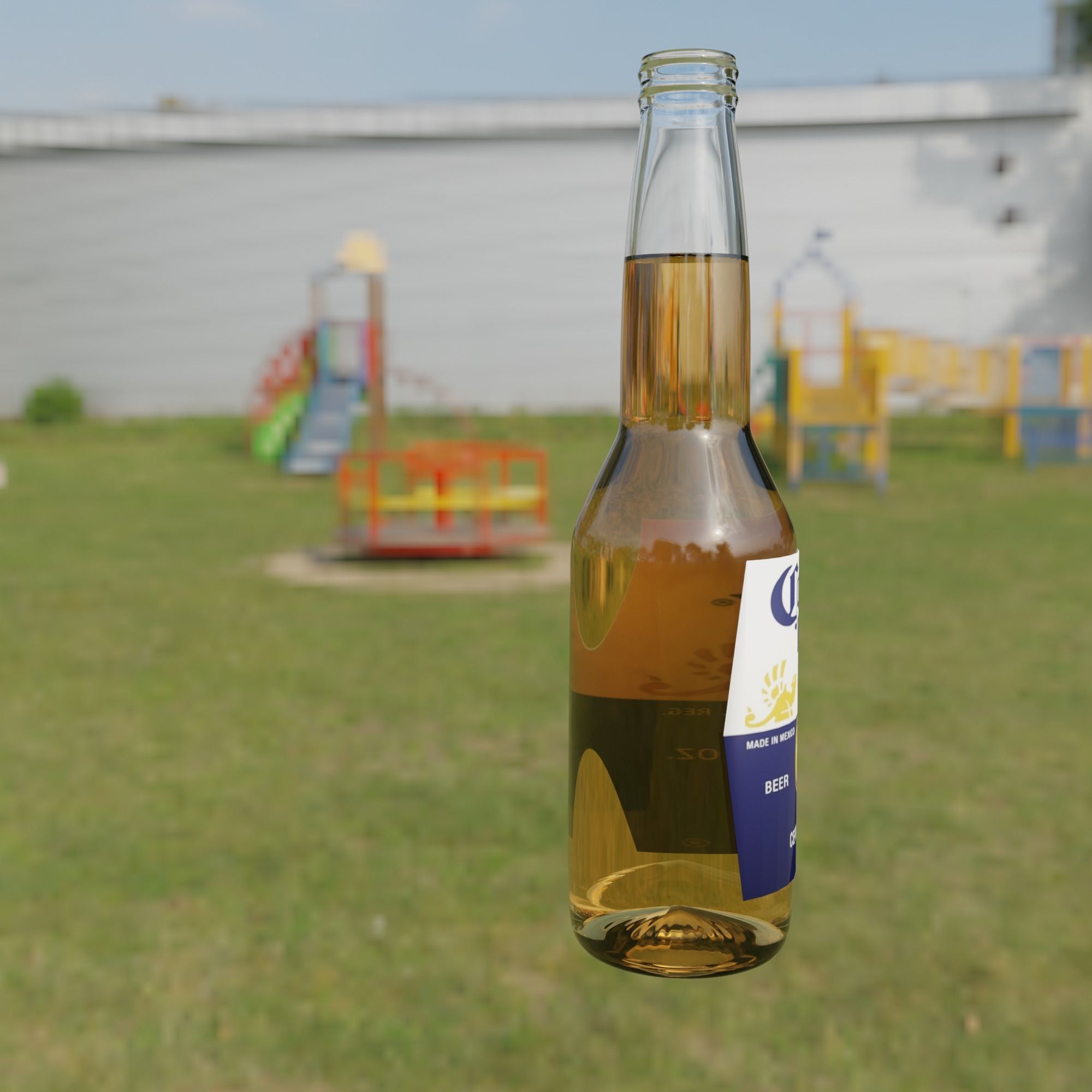Corona Beer Bottle 3D model_3