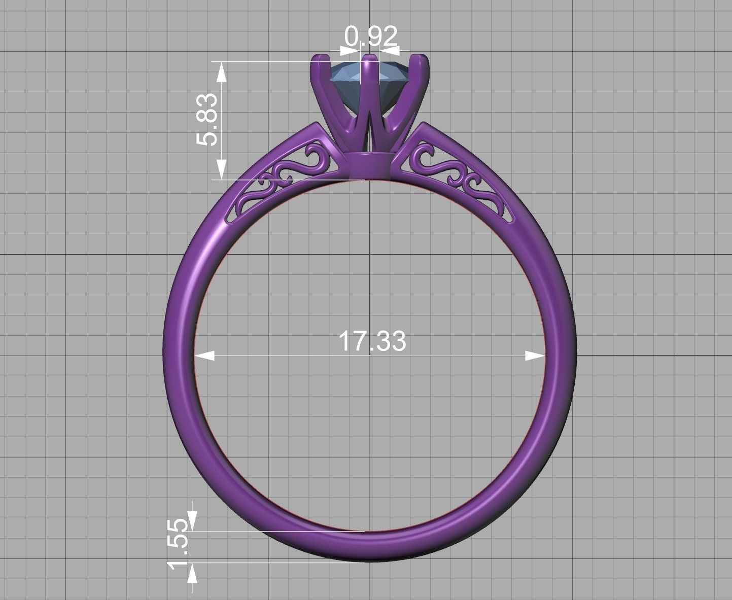 Half Carat Diamond Solitaire Promise Ring 3dmodel 3D print model_9