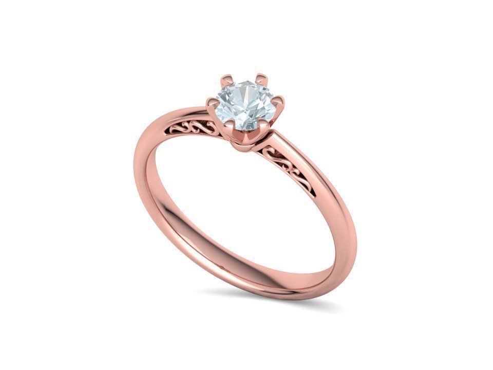 Half Carat Diamond Solitaire Promise Ring 3dmodel 3D print model_5