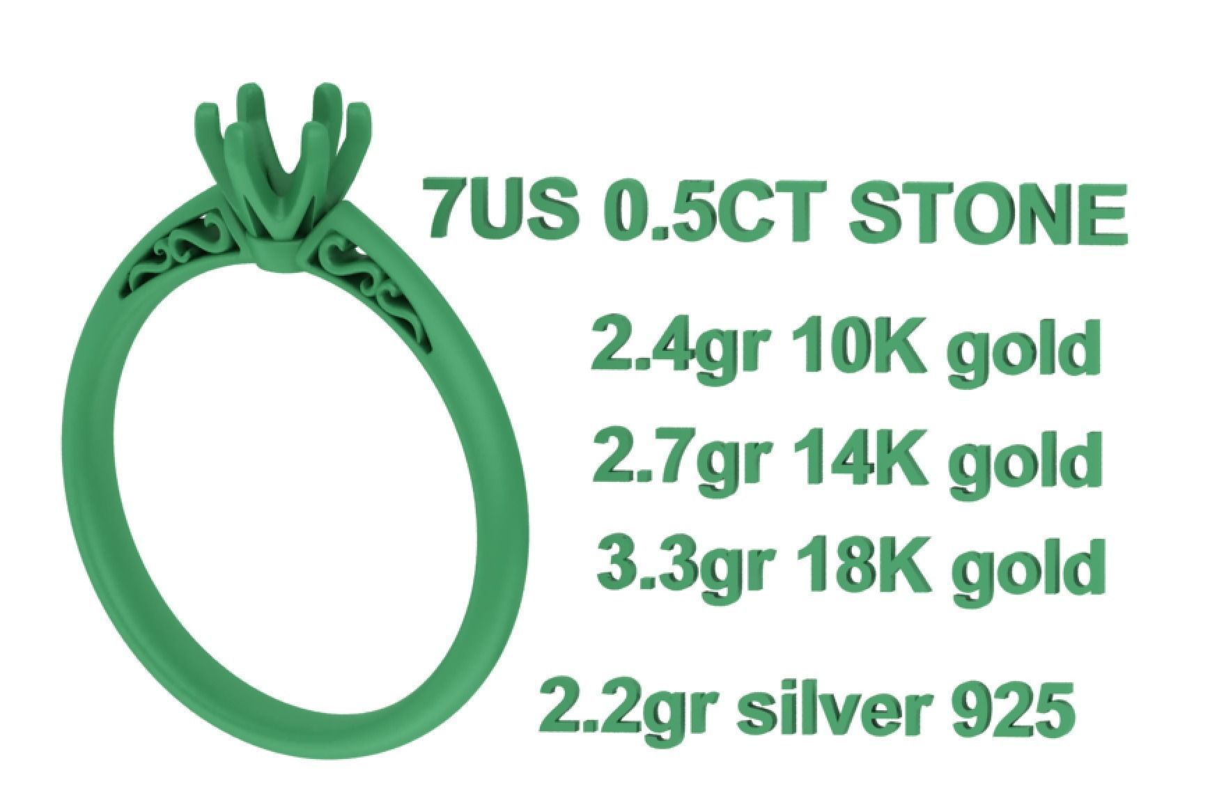 Half Carat Diamond Solitaire Promise Ring 3dmodel 3D print model_12