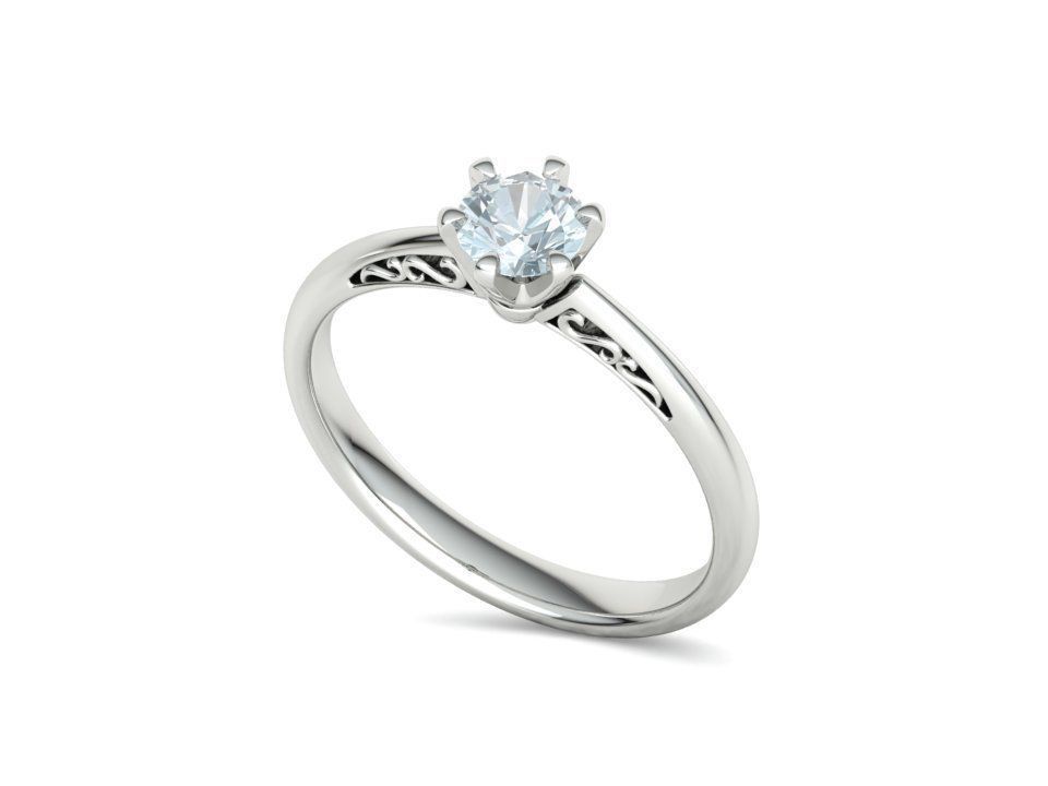 Half Carat Diamond Solitaire Promise Ring 3dmodel 3D print model_6