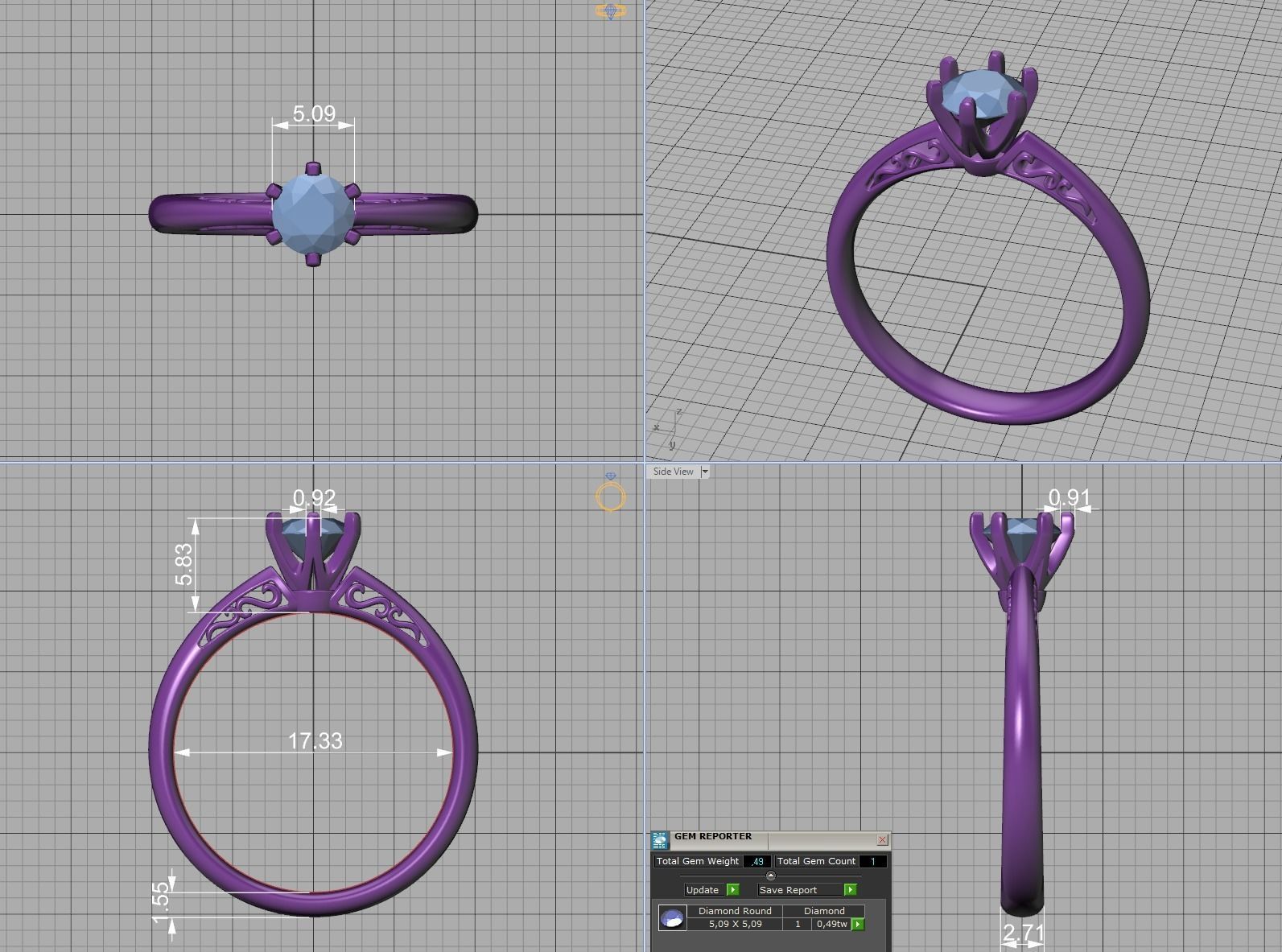 Half Carat Diamond Solitaire Promise Ring 3dmodel 3D print model_8