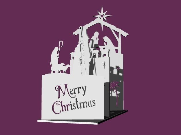 Christmas Nativity Scene Candle Holder 3D print model_1
