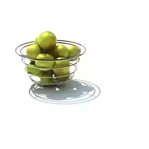 Wire Basket Of Yellow Apples