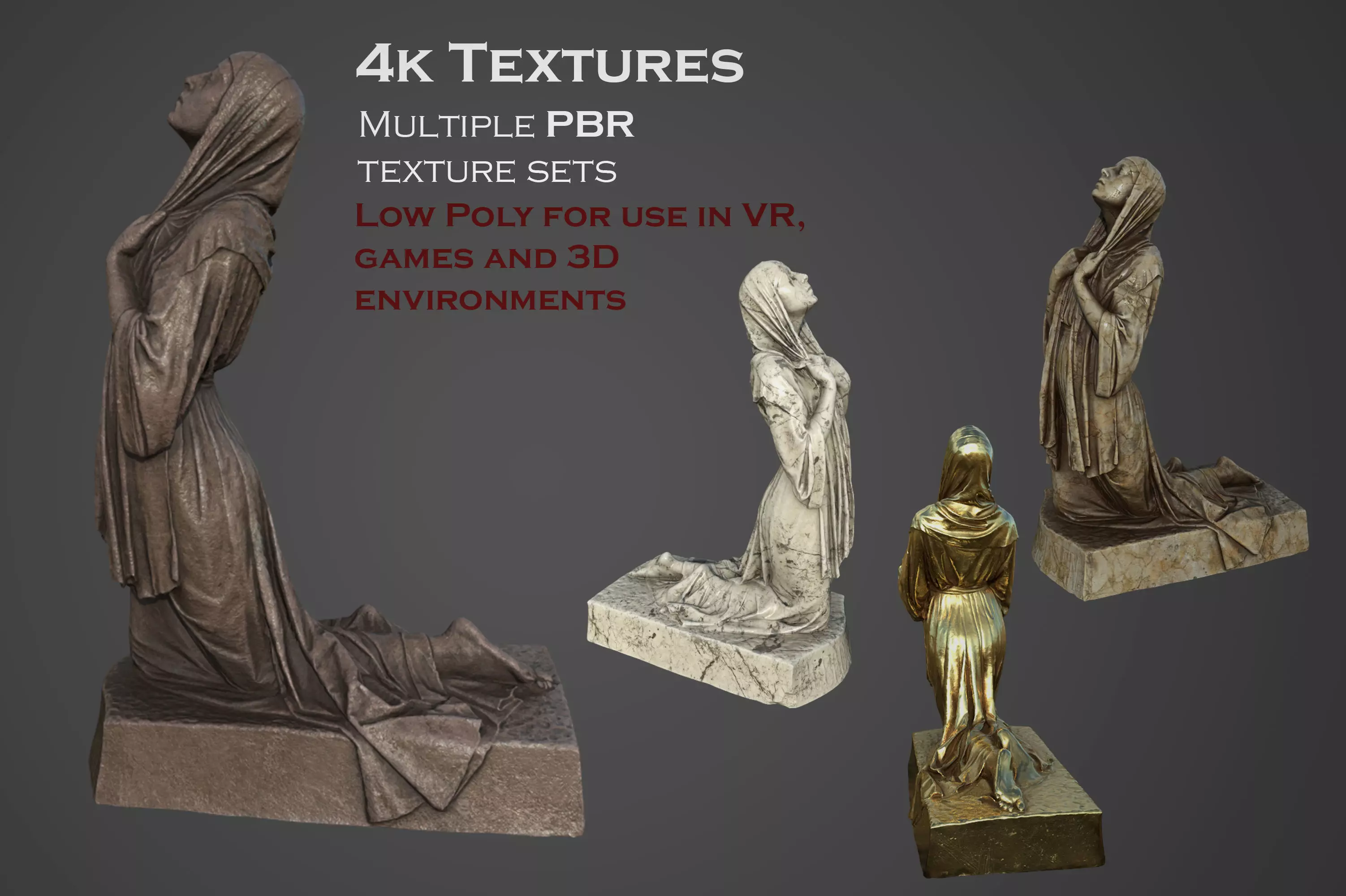 The Annunciation statue  Low-poly 3D model_0
