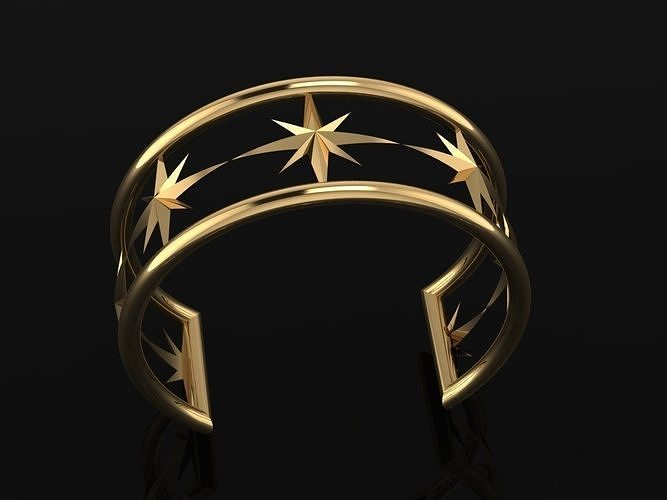 sweep 2 gold cuff with stars Free low-poly 3D print model