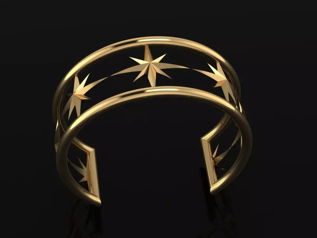 sweep 2 gold cuff with stars Free 3D print model