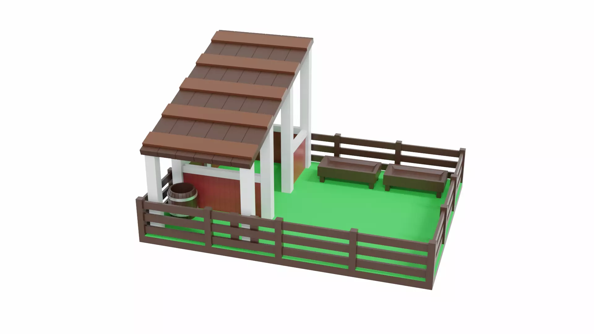 Animal Pen Scene Low-poly 3D model