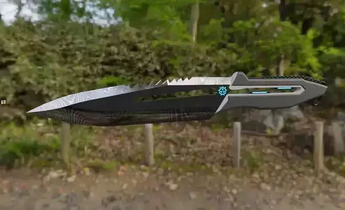 Scifi Combat Knife Damacus  Low-poly 3D model