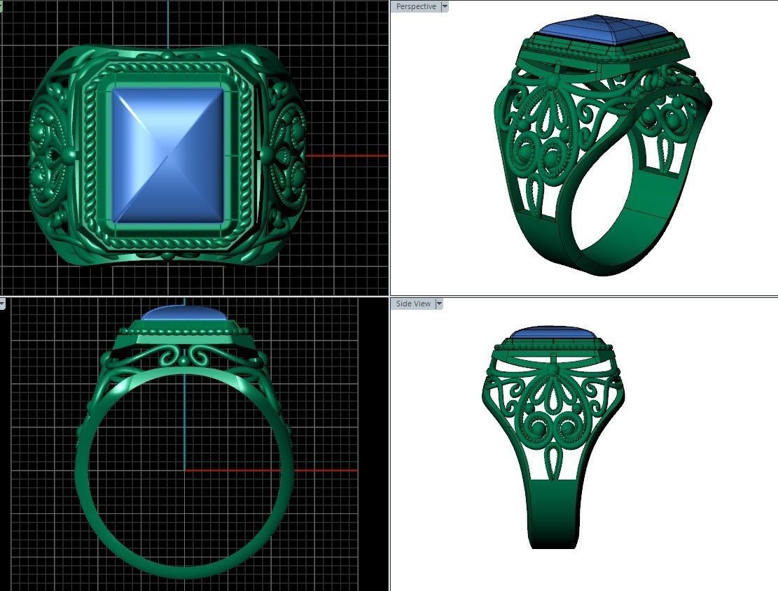 male signet with filigree 3D print model_2