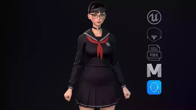 Millie SchoolGirl - Game Ready 3D Character Low-poly 3D model