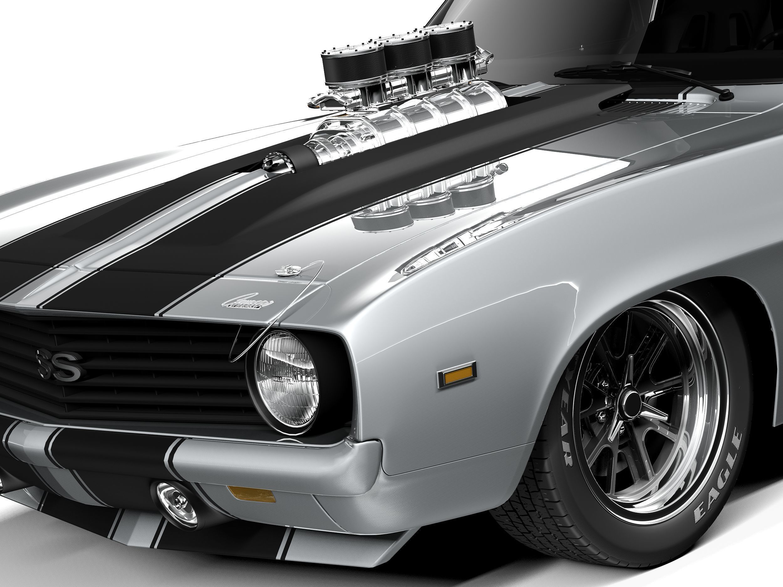 Chevrolet Camaro SS 1969 Street Rod 3D model_2