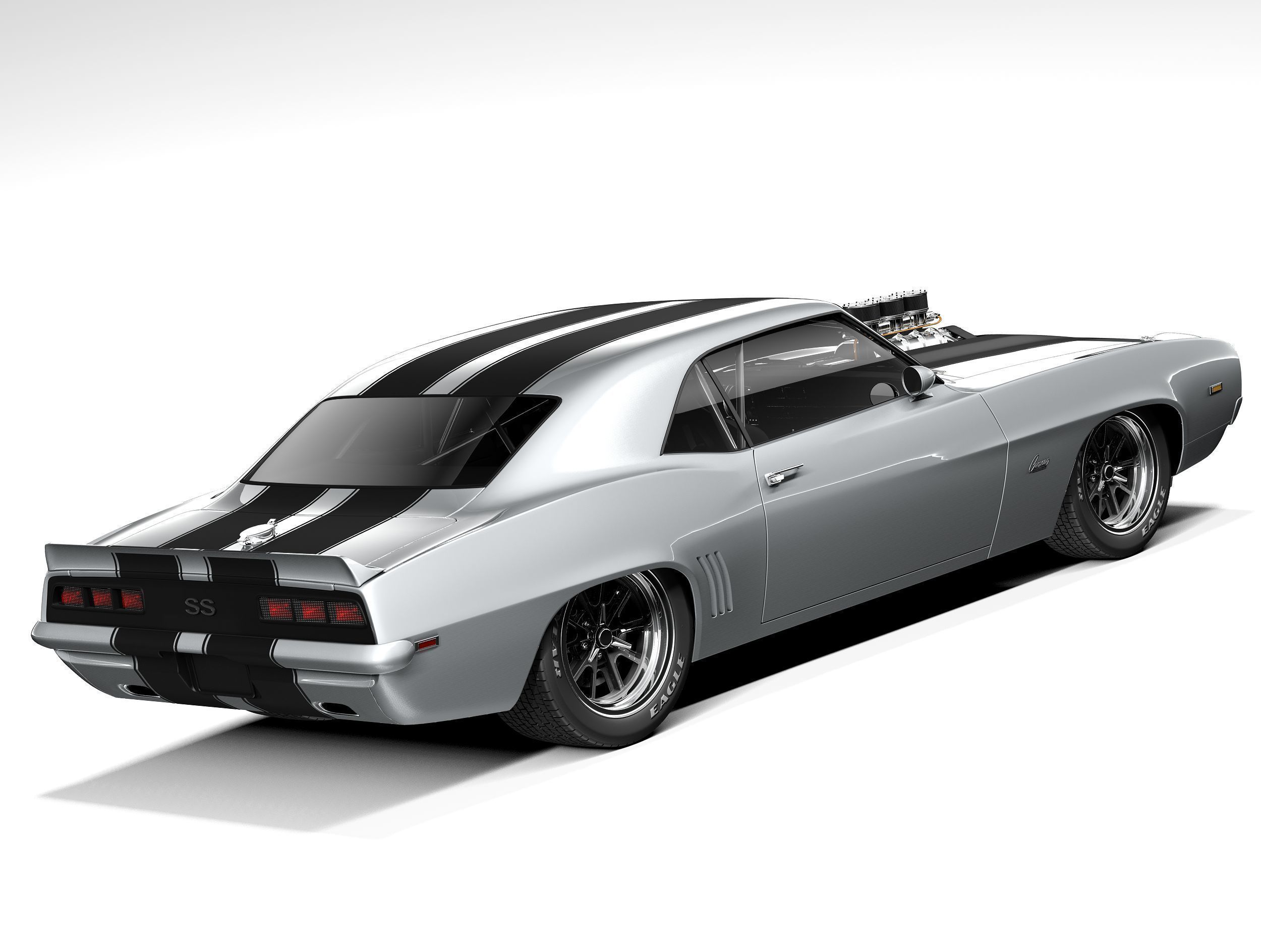 Chevrolet Camaro SS 1969 Street Rod 3D model_4