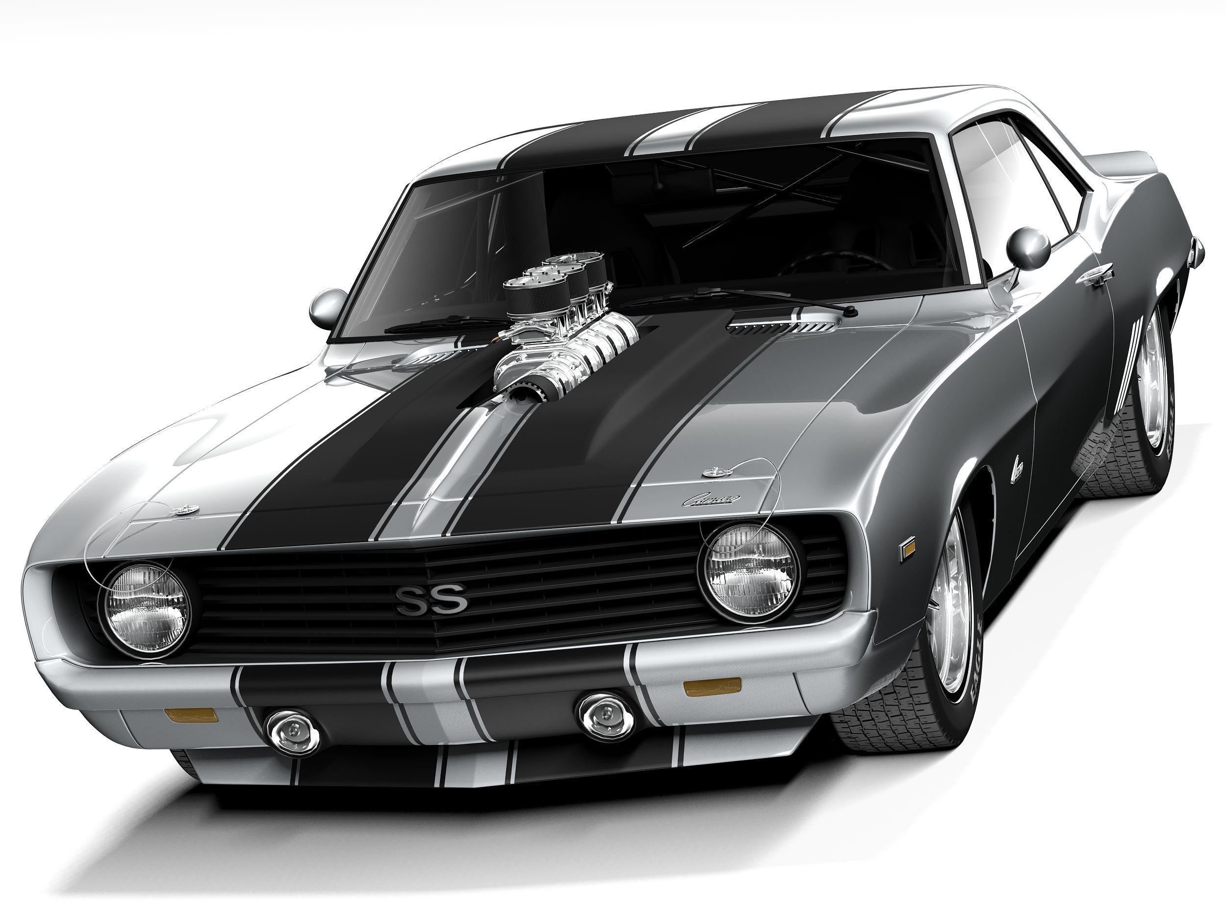 Chevrolet Camaro SS 1969 Street Rod 3D model_1