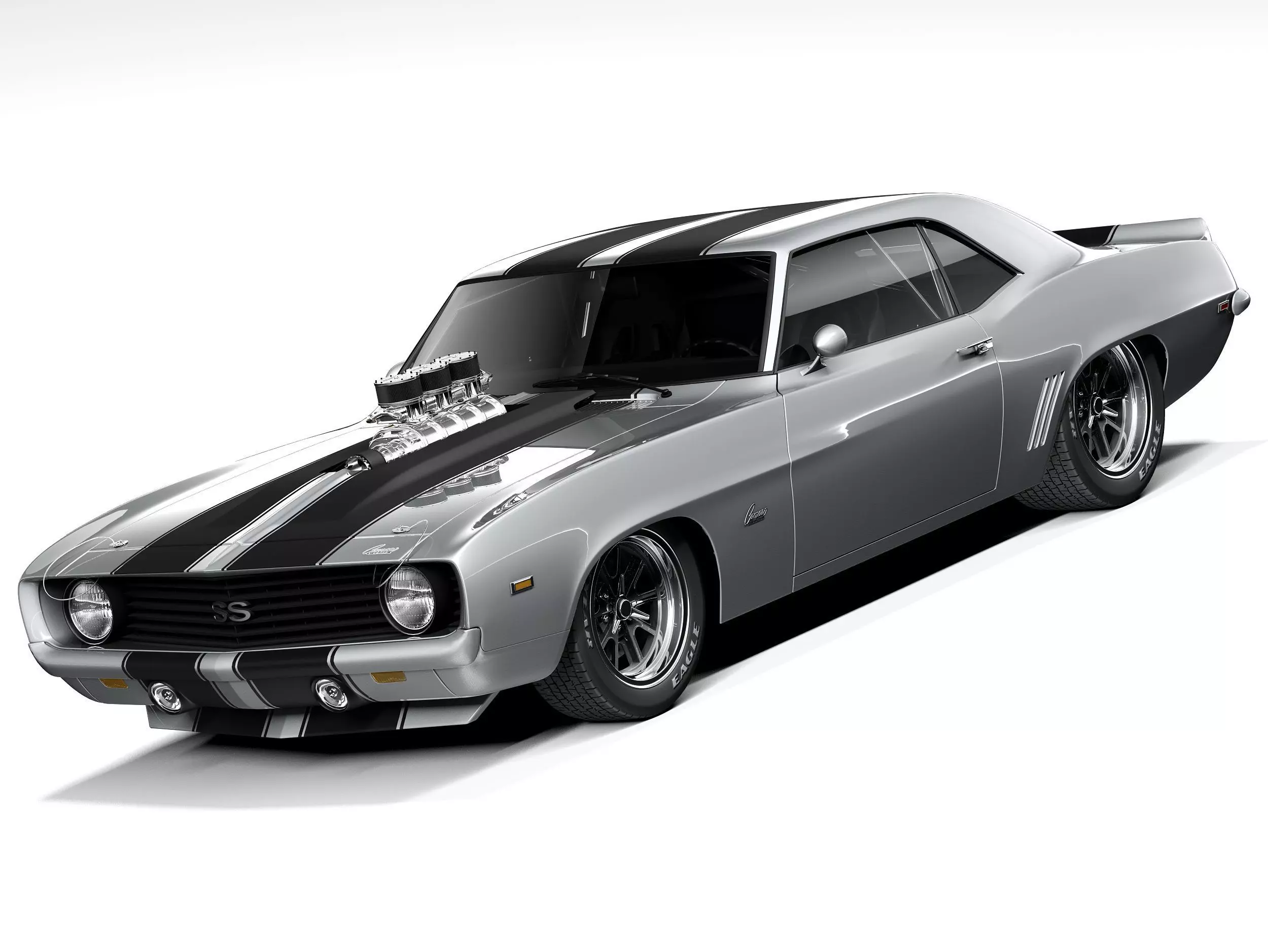 Chevrolet Camaro SS 1969 Street Rod 3D model_0