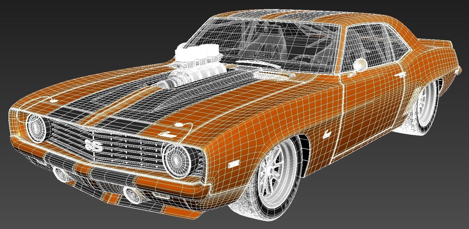 Chevrolet Camaro SS 1969 Street Rod 3D model_12