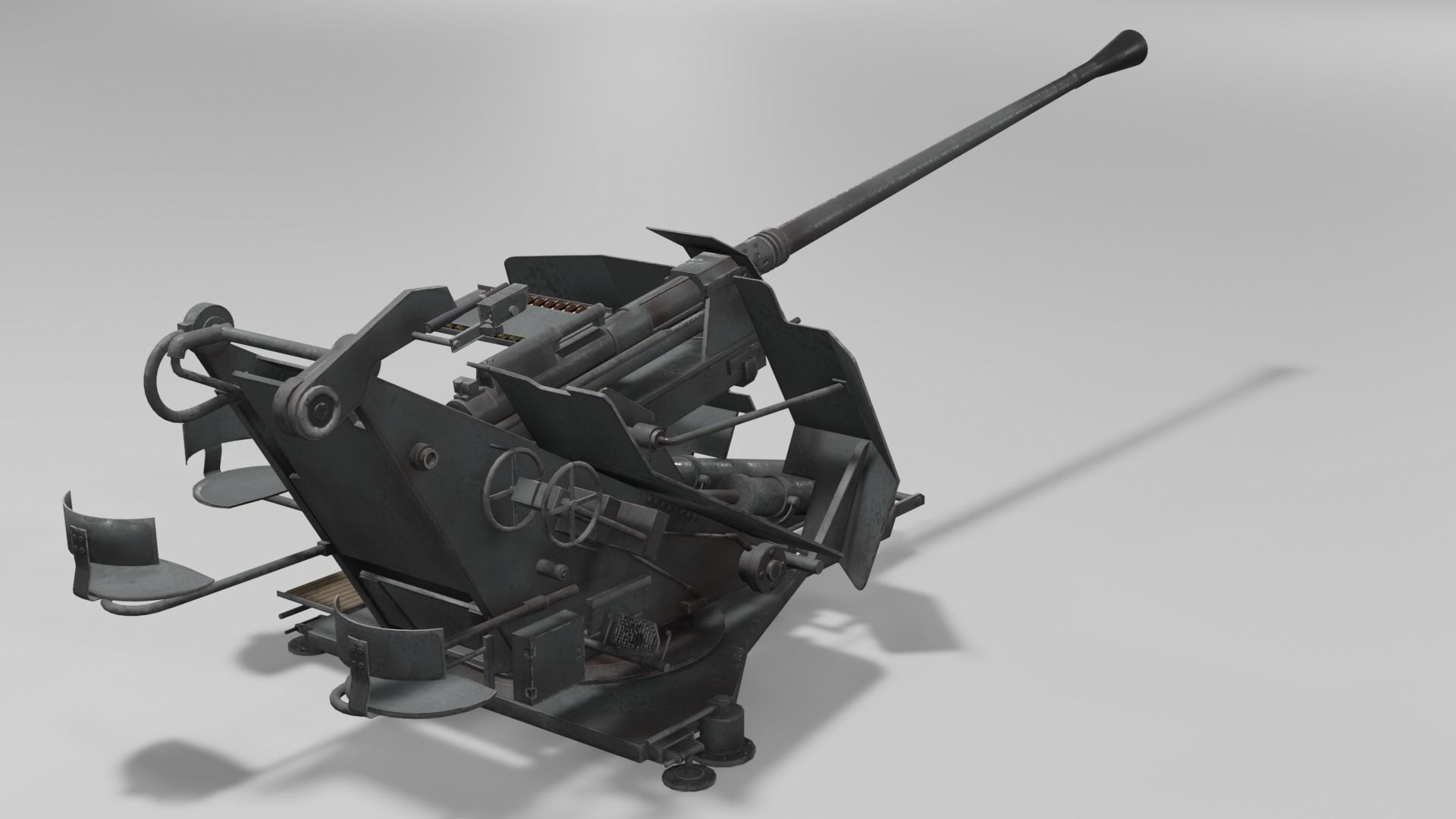 37 mm Flak 37 Anti Aircraft Gun Low-poly 3D model_8