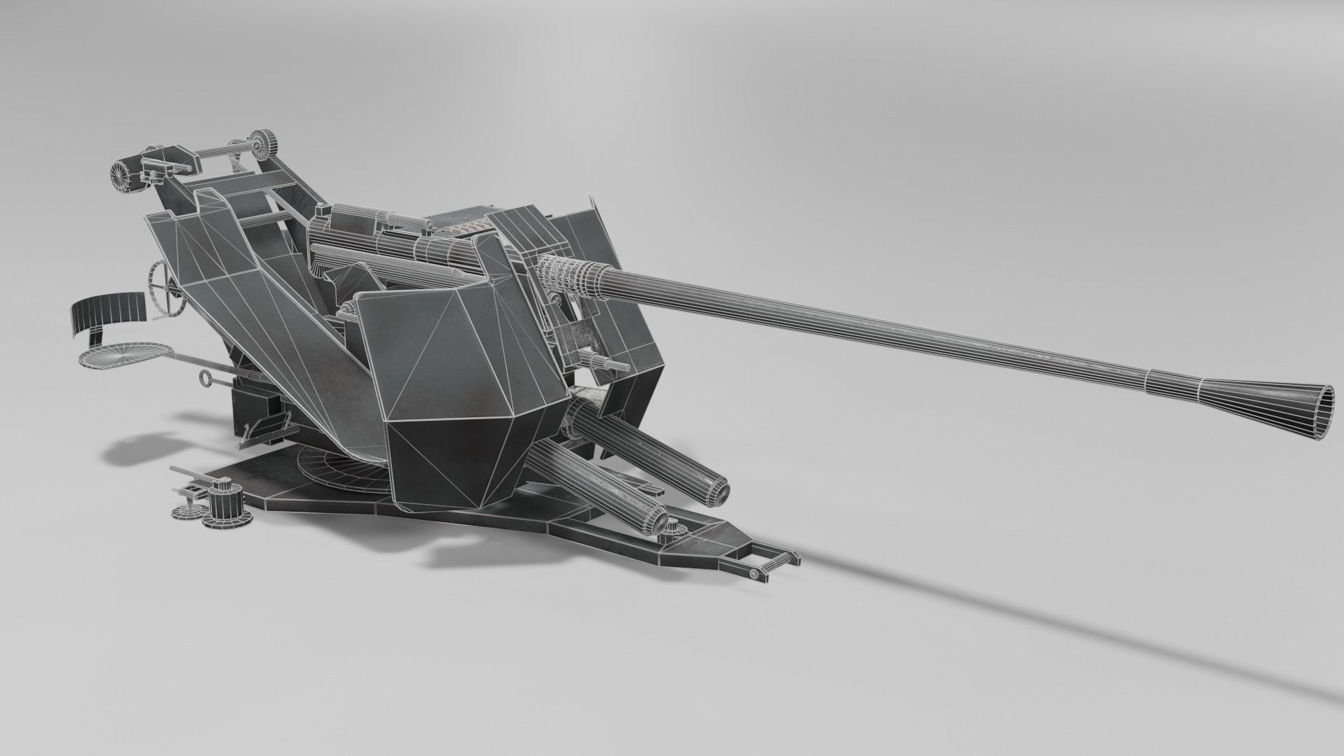 37 mm Flak 37 Anti Aircraft Gun Low-poly 3D model_11