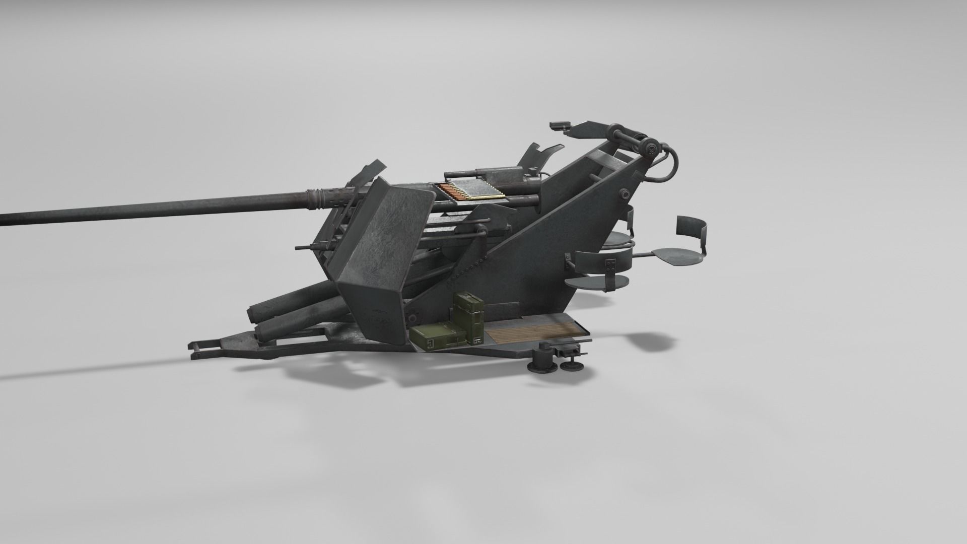 37 mm Flak 37 Anti Aircraft Gun Low-poly 3D model_16
