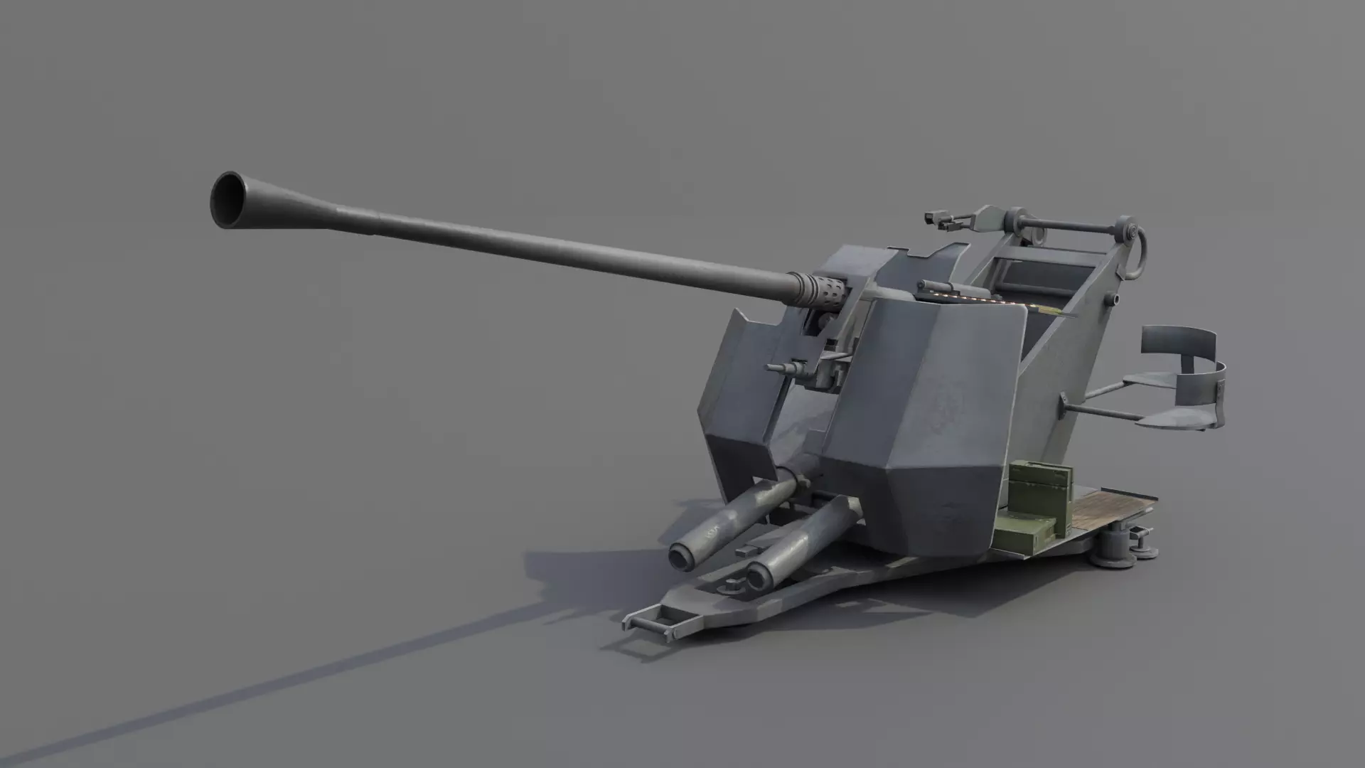 37 mm Flak 37 Anti Aircraft Gun Low-poly 3D model_0