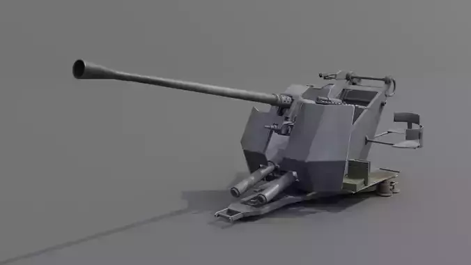 37 mm Flak 37 Anti Aircraft Gun Low-poly 3D model