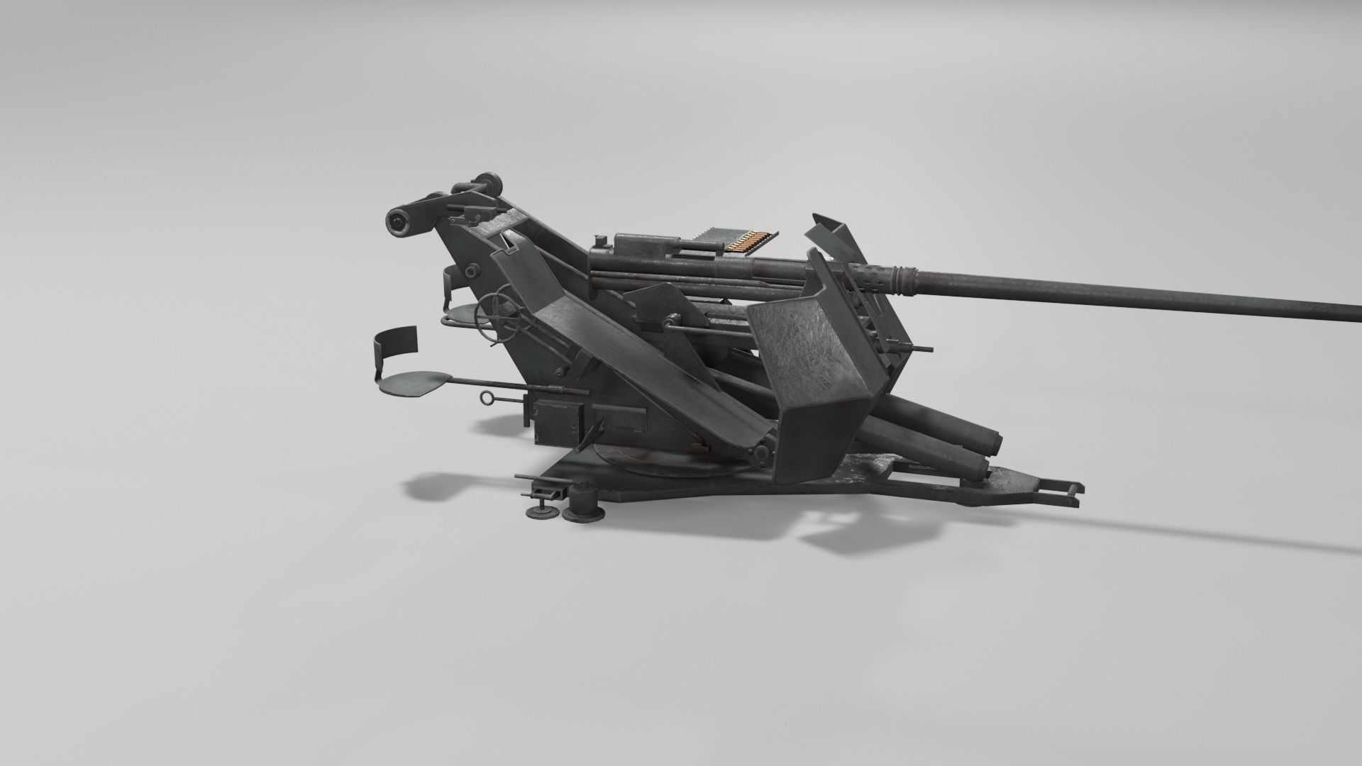 37 mm Flak 37 Anti Aircraft Gun Low-poly 3D model_17