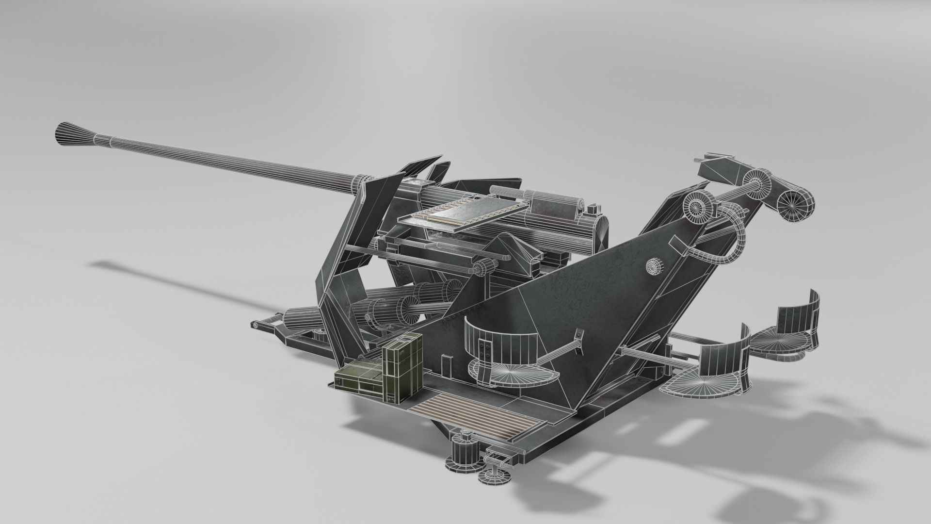 37 mm Flak 37 Anti Aircraft Gun Low-poly 3D model_13