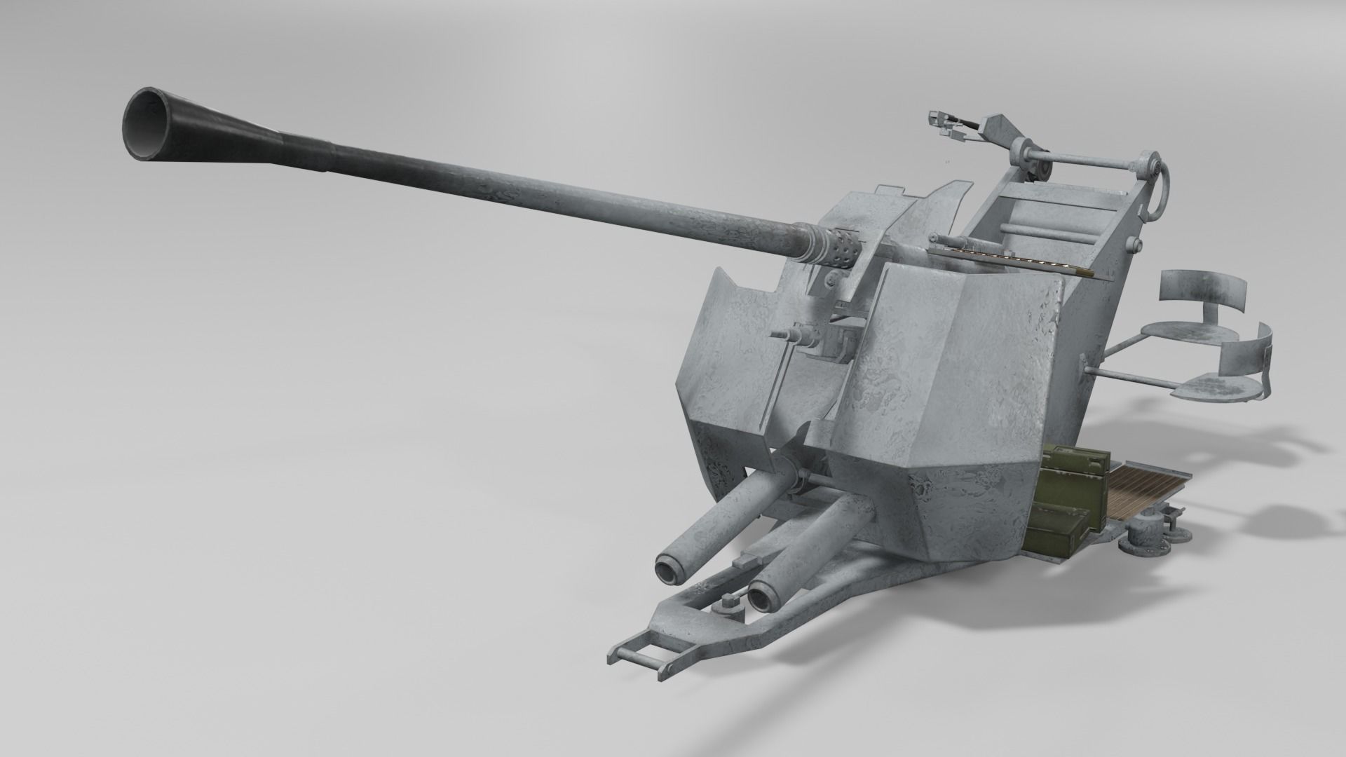 37 mm Flak 37 Anti Aircraft Gun Low-poly 3D model_5