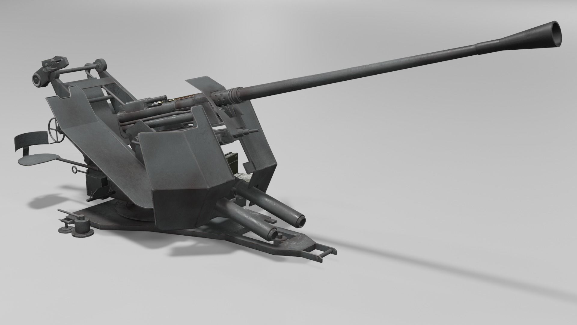37 mm Flak 37 Anti Aircraft Gun Low-poly 3D model_7