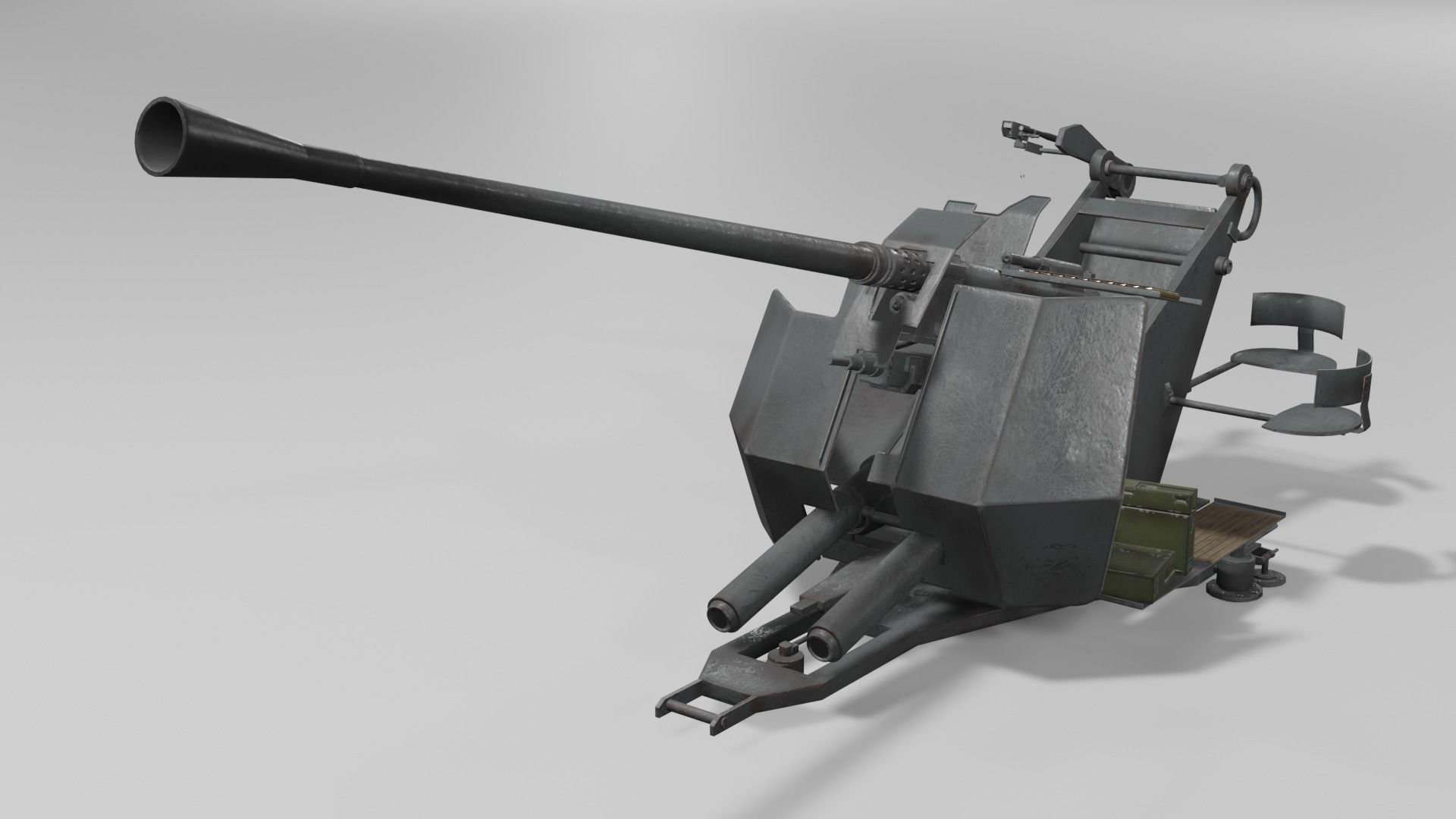 37 mm Flak 37 Anti Aircraft Gun Low-poly 3D model_3