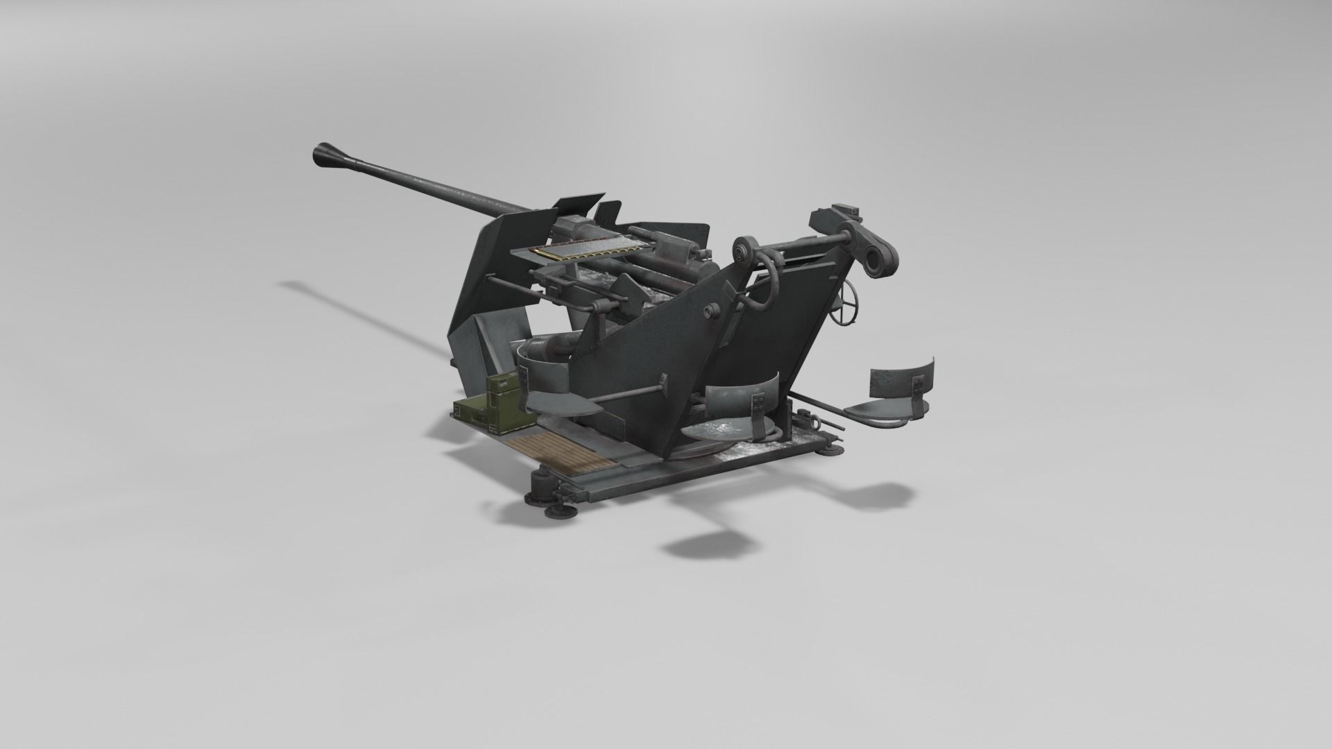 37 mm Flak 37 Anti Aircraft Gun Low-poly 3D model_20