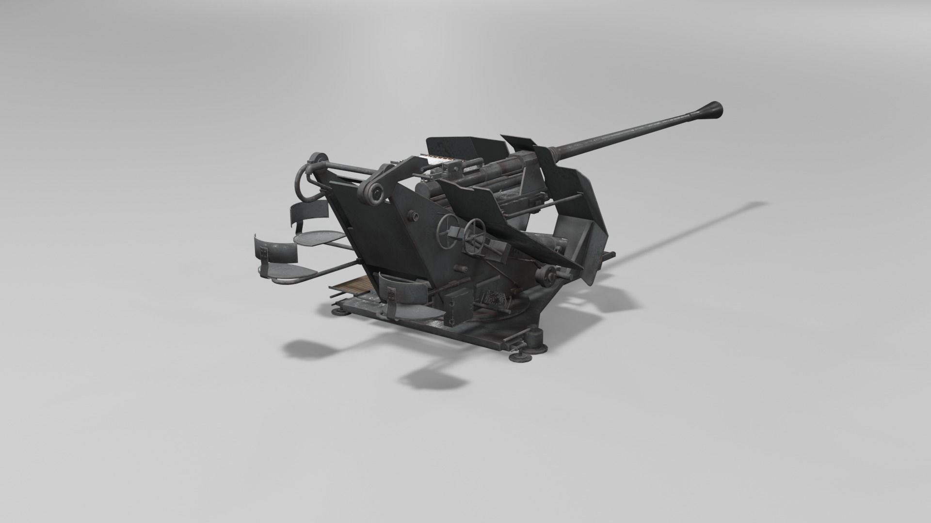 37 mm Flak 37 Anti Aircraft Gun Low-poly 3D model_22