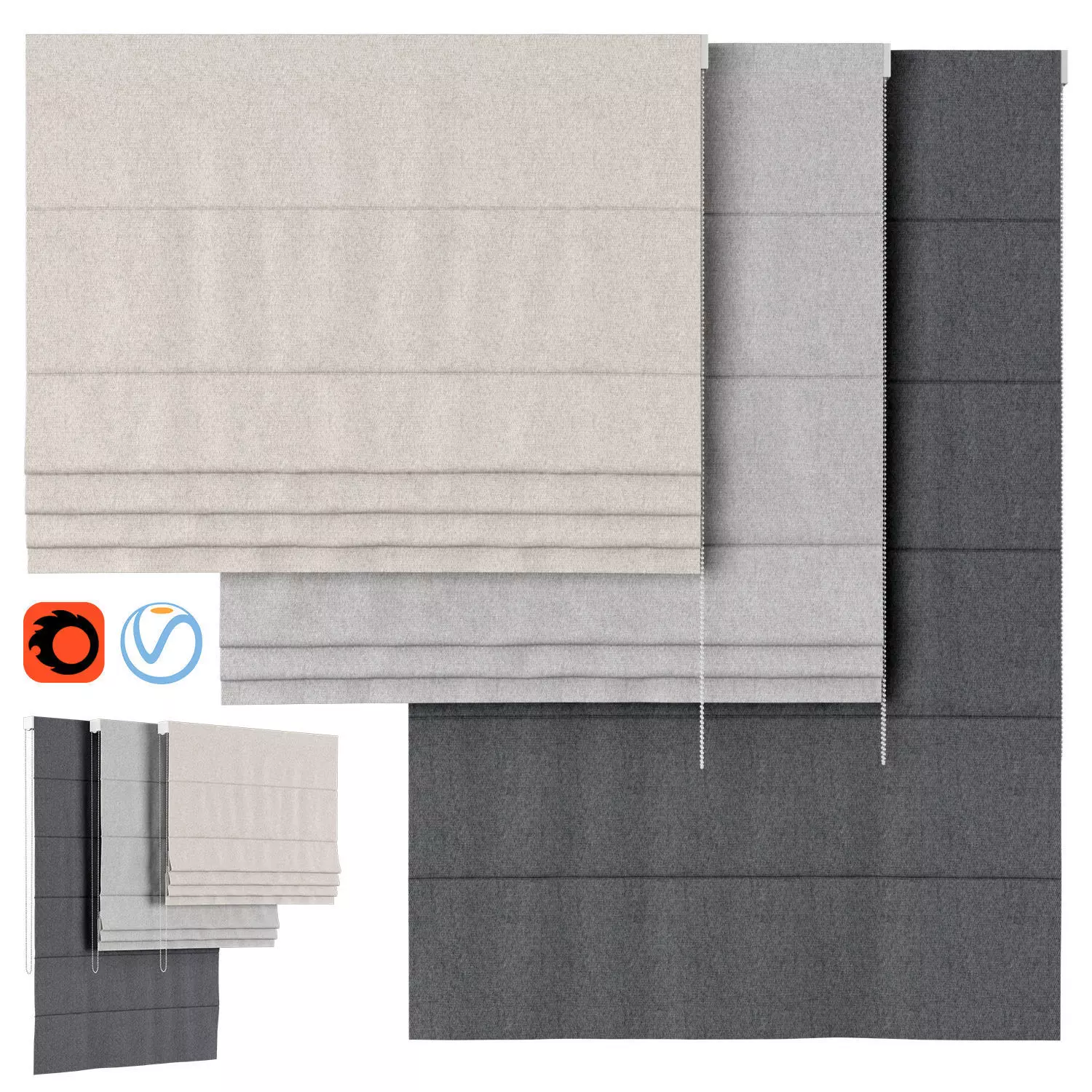 Roman Curtains 126 Waycroft Slate Roman Blind 3D model