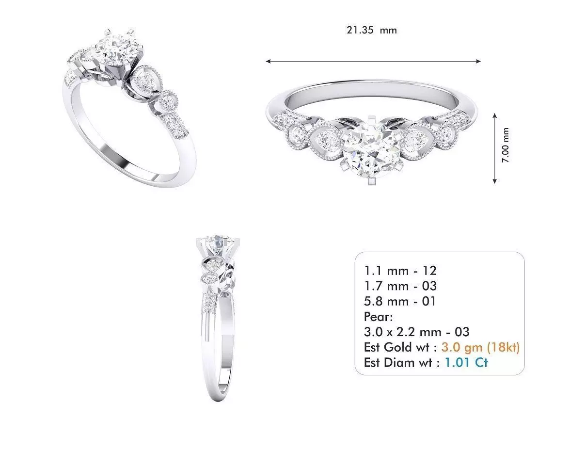 Engagement ring 6 3D print model_0