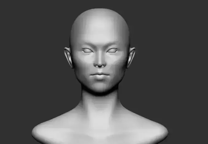 Asian woman head basemesh 3D print model