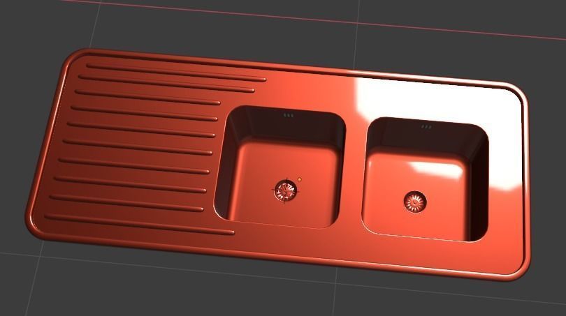 Sink with drainer - rounded Free 3D model_4