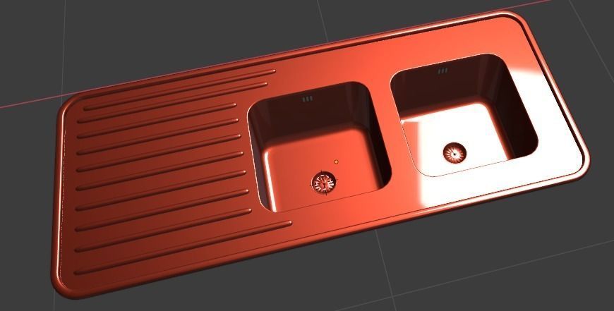 Sink with drainer - rounded Free 3D model_3