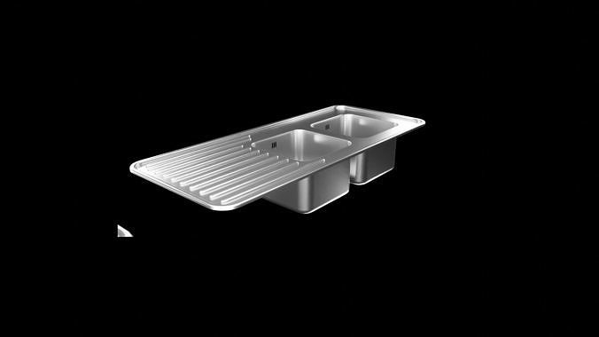 Sink with drainer - rounded Free 3D model